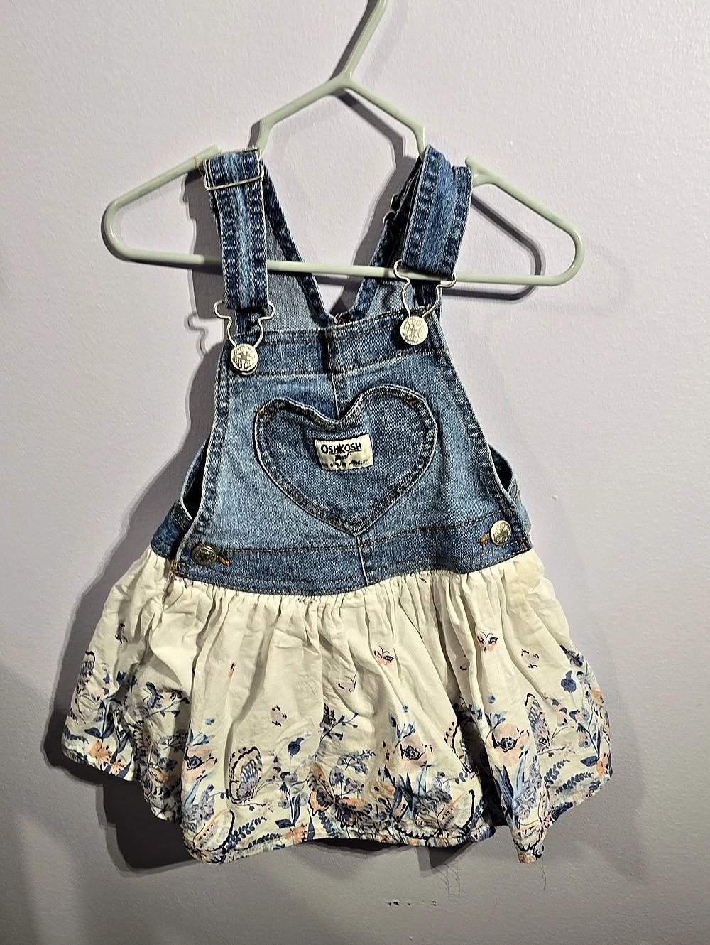 OshKosh Girls Floral Denim Jumper Dress